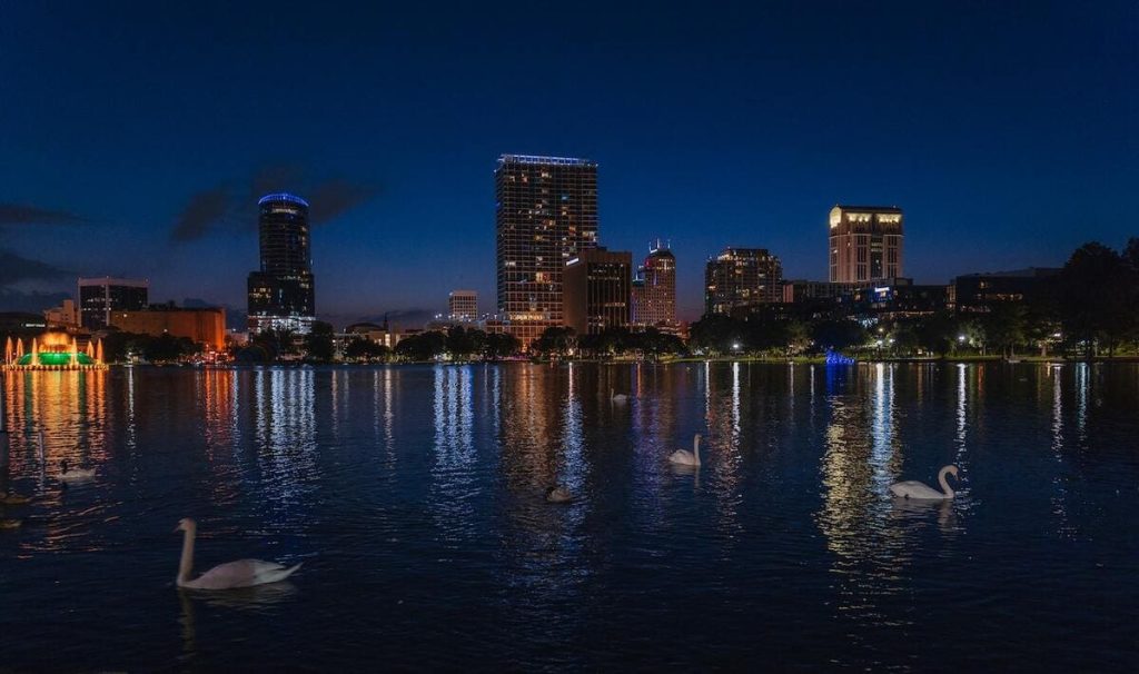 Pexels Duren Williams 

Swans in the Lake Eola Park at Night
Orlando, FL, United States