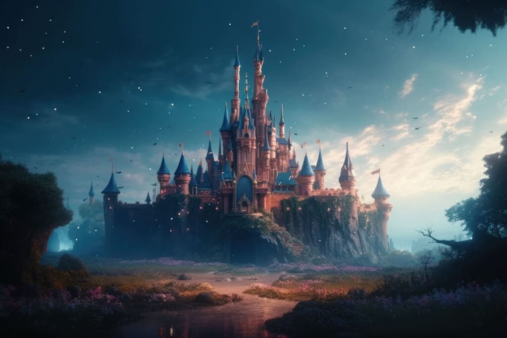 Castillo de la Cenicienta de Disney - AI representation
